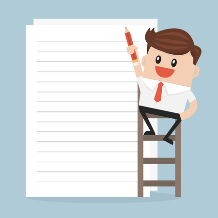 businessman taking notes on paper.のイラスト素材