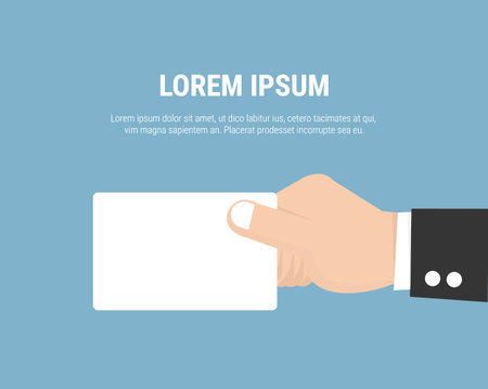 Hand holding business card. Flat icon modern design style illustration concept.のイラスト素材