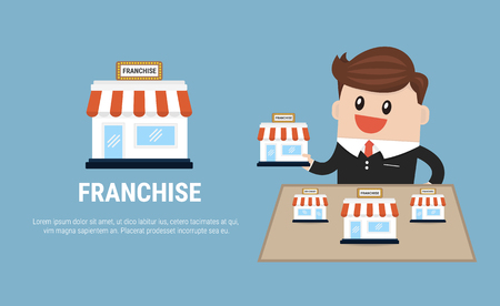 Businessman want to expand his business, Franchise Concept. vector. flat designのイラスト素材