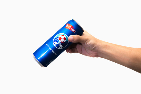 CHIANG RAI, THAILAND 2nd May 2016. Holding a can of Pepsi . Pepsi is a carbonated soft drink produced and manufactured by PepsiCo Inc. an American multinational food and beverage company.のeditorial素材