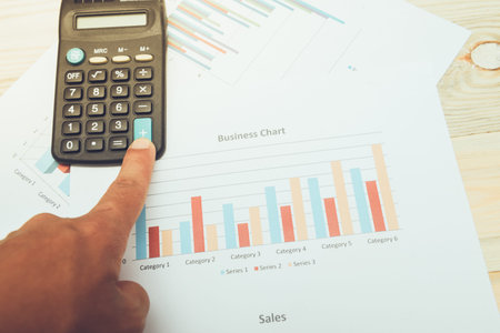 calculator with  business charts