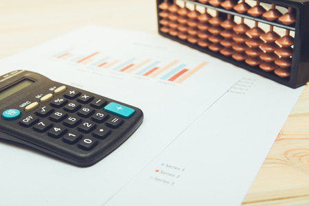 calculator with  business chartsの写真素材