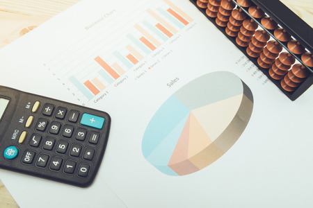 calculator with  business chartsの写真素材