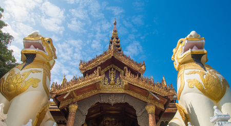 Lion guard in Myanmar Palace historical parkのeditorial素材