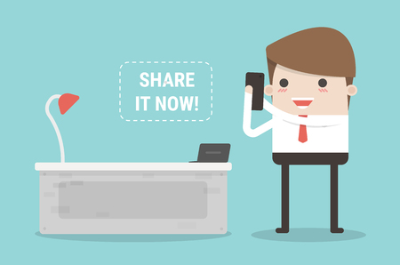 Businessman with smartphone, share conceptのイラスト素材