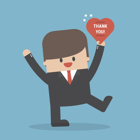 Businessman hands holding Thank you sign vectorのイラスト素材
