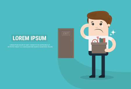 Businessman leaving job vector flat designのイラスト素材