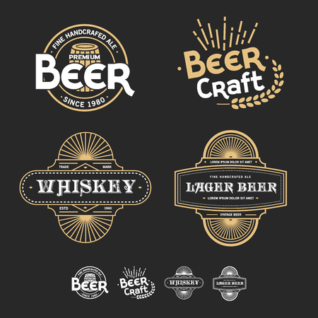 set of Vintage frame design for labels, banner, sticker and other design. Suitable for whiskey, beer and premium product.のイラスト素材