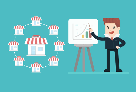 Businessman want to expand his business, franchise concept. business concept. flat designのイラスト素材