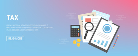 Tax calculation, budget calculation, accounting, paperwork concept.のイラスト素材