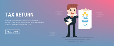 Business man or manager holds in his hand a tax declarationのイラスト素材