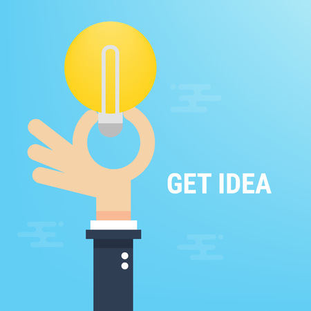 Businessman hand holding lightbulb, Concept ideaのイラスト素材