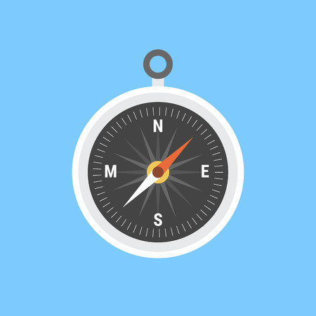 Compass flat circle icon over blue. Vector illustration of measuring tool.のイラスト素材
