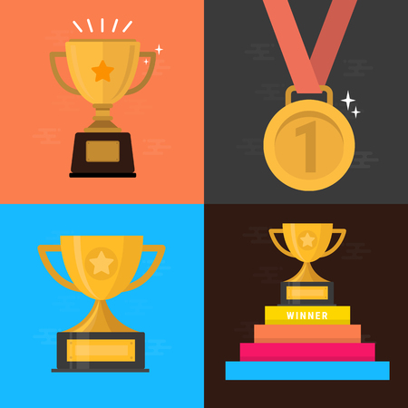 Set of award icons in flat style illustration.のイラスト素材