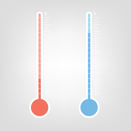 Celsius and Fahrenheit thermometers vector illustration.のイラスト素材