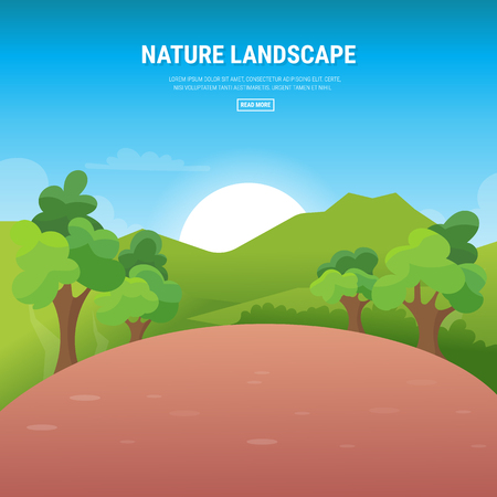 Beautiful country landscape. Vector illustrationのイラスト素材