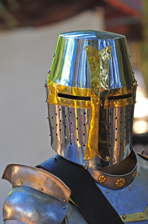 A portrait of medeivil Shinny knights armor on display at a Reinsiance fair.のeditorial素材