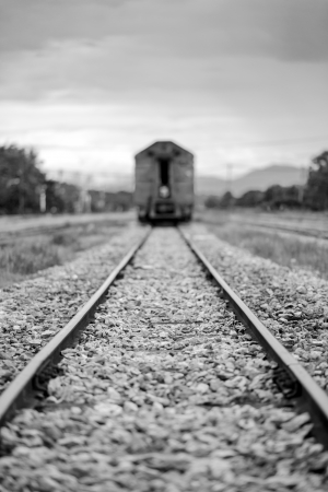 Thai train arriving at stationの写真素材