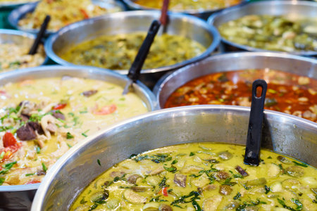 Many kind of Thai food sell in street market , Thailand