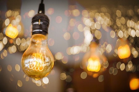 Bulb Lighting Decor with bokeh backgroundの写真素材