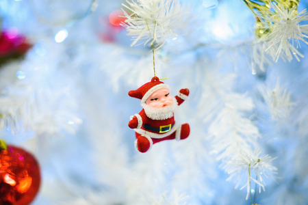 White Christmas Tree with Red Baublesの写真素材