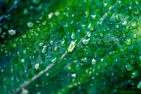 vivid green leaf with water drops