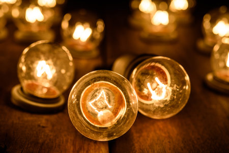 Vintage Light Bulb on wood table