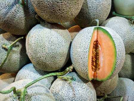 close up of melon  in fruits marketの写真素材