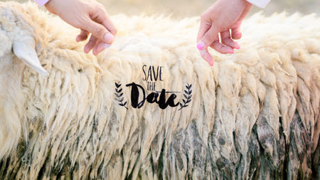 Bride and Groom hands show text save the date outdoorの写真素材