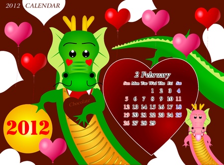 zodiac calendar for february 2012のイラスト素材
