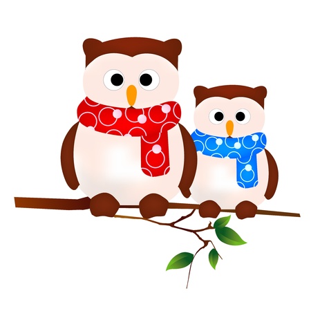 owl familyのイラスト素材