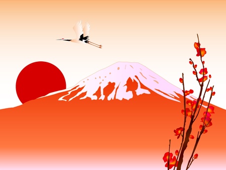 Fuji and sunriseのイラスト素材