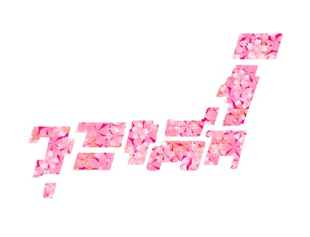 Sakura Japan map of Japanのイラスト素材