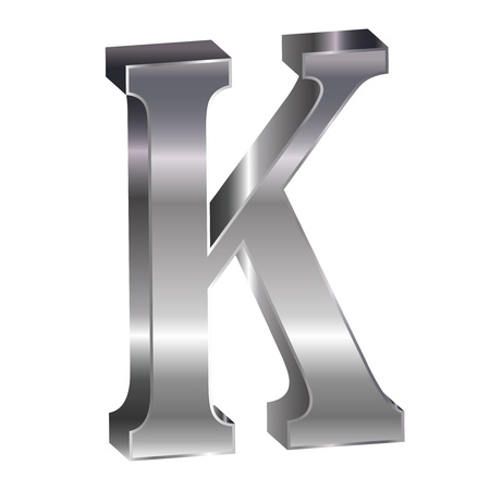 3D silver alphabet Kのイラスト素材