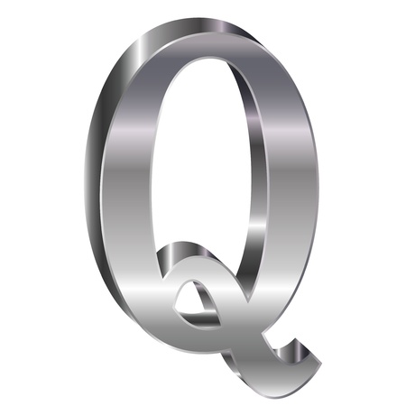 3D silver alphabet Qのイラスト素材