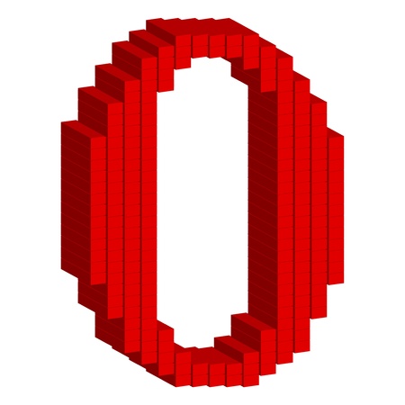 Red number 0 3Dのイラスト素材