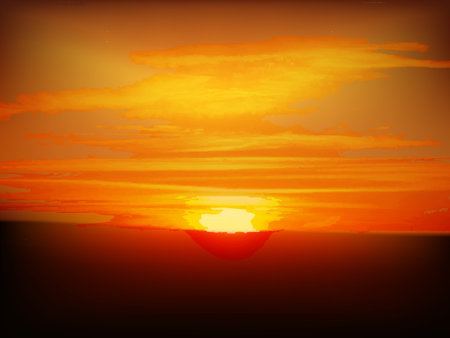 Sunrise sunset landscapeのイラスト素材