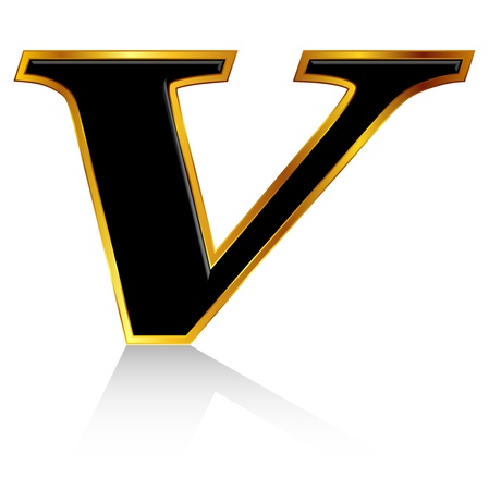Black gold alphabet Vのイラスト素材