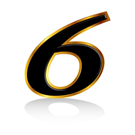 Gold black number 6のイラスト素材