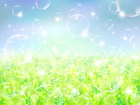 Clover background bubbleのイラスト素材
