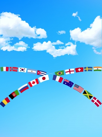 Athletic meet national flag blue sky backgroundのイラスト素材