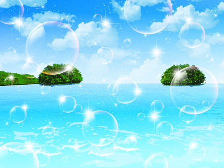 Sea blue sky islandのイラスト素材