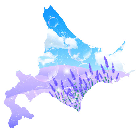 Hokkaido lavender landscapeのイラスト素材