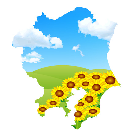 Kanto sunflower landscapeのイラスト素材