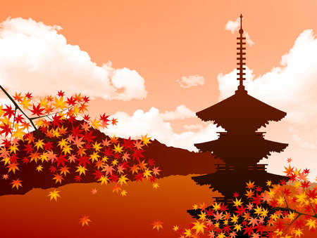 Maple autumn leaves Japanのイラスト素材