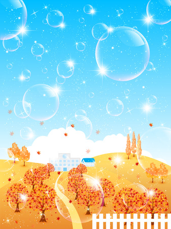 Maple foliage landscapeのイラスト素材