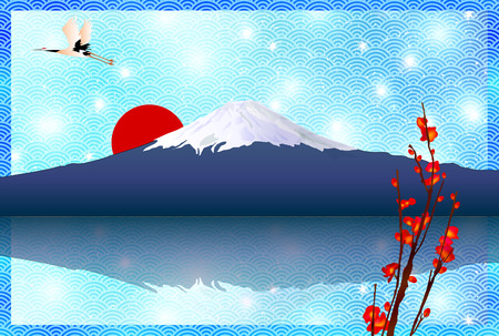 Fuji sunrise greeting cardsのイラスト素材