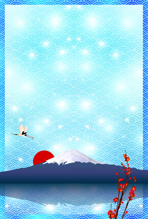Fuji sunrise greeting cardsのイラスト素材