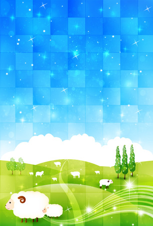  Sheep greeting cards backgroundのイラスト素材