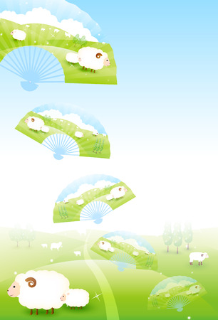 Sheep greeting cards backgroundのイラスト素材
